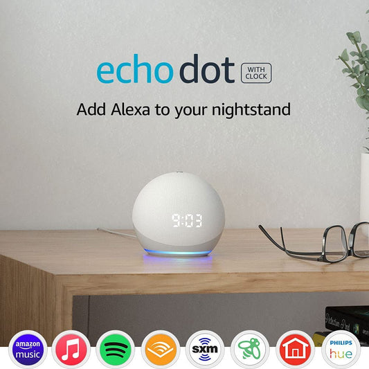 Echo Dot (4th Generation) Smart Speaker with Clock and Alexa in Glacier White